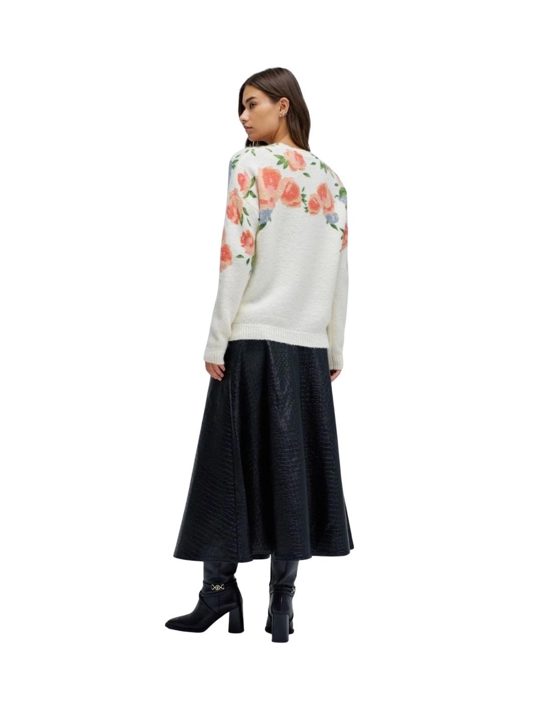 Salsa Jersey de lana estampado floral Blanco