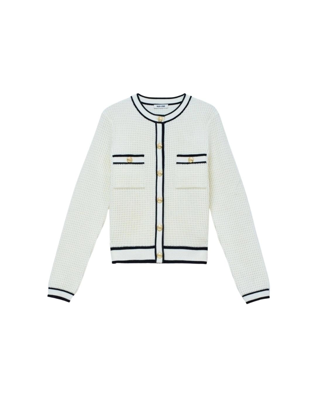 Salsa Cárdigan blanco con botones dorados