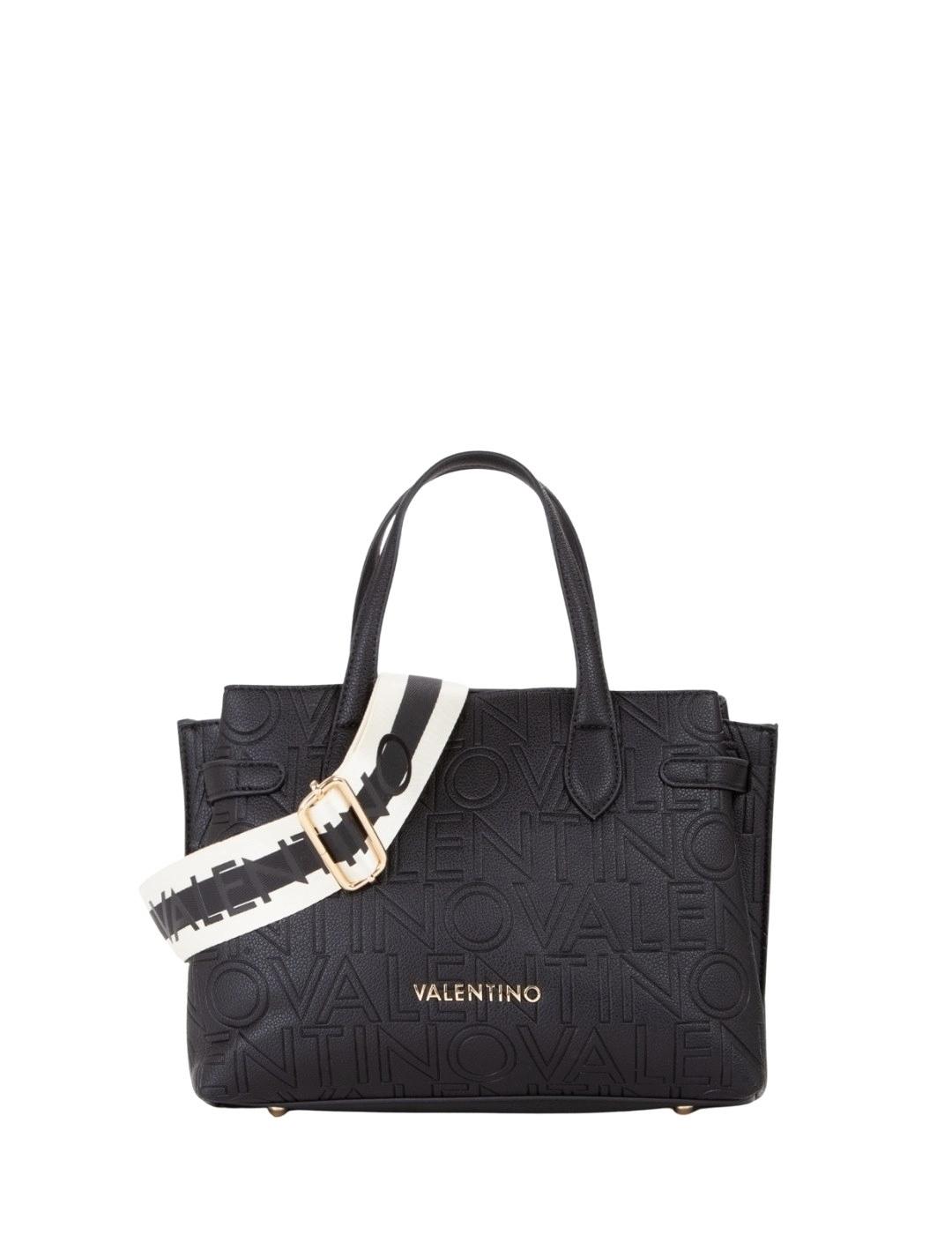 Valentino Bolso Shopping Pansy Negro