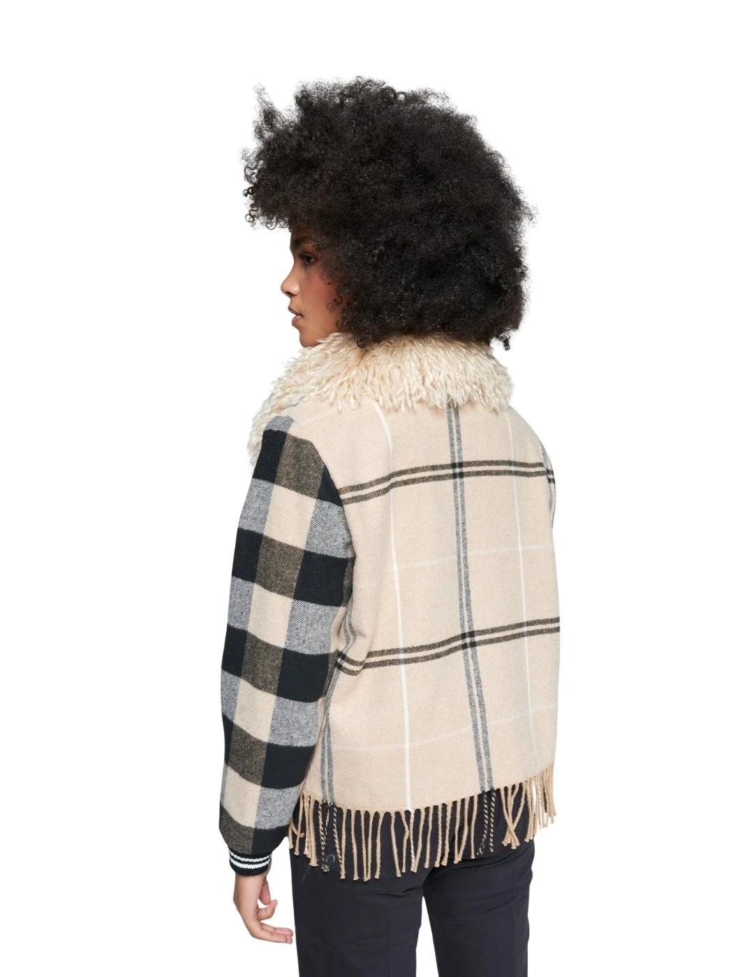 Vilagallo Chaqueta Bomber Cuadros Camel Flecos