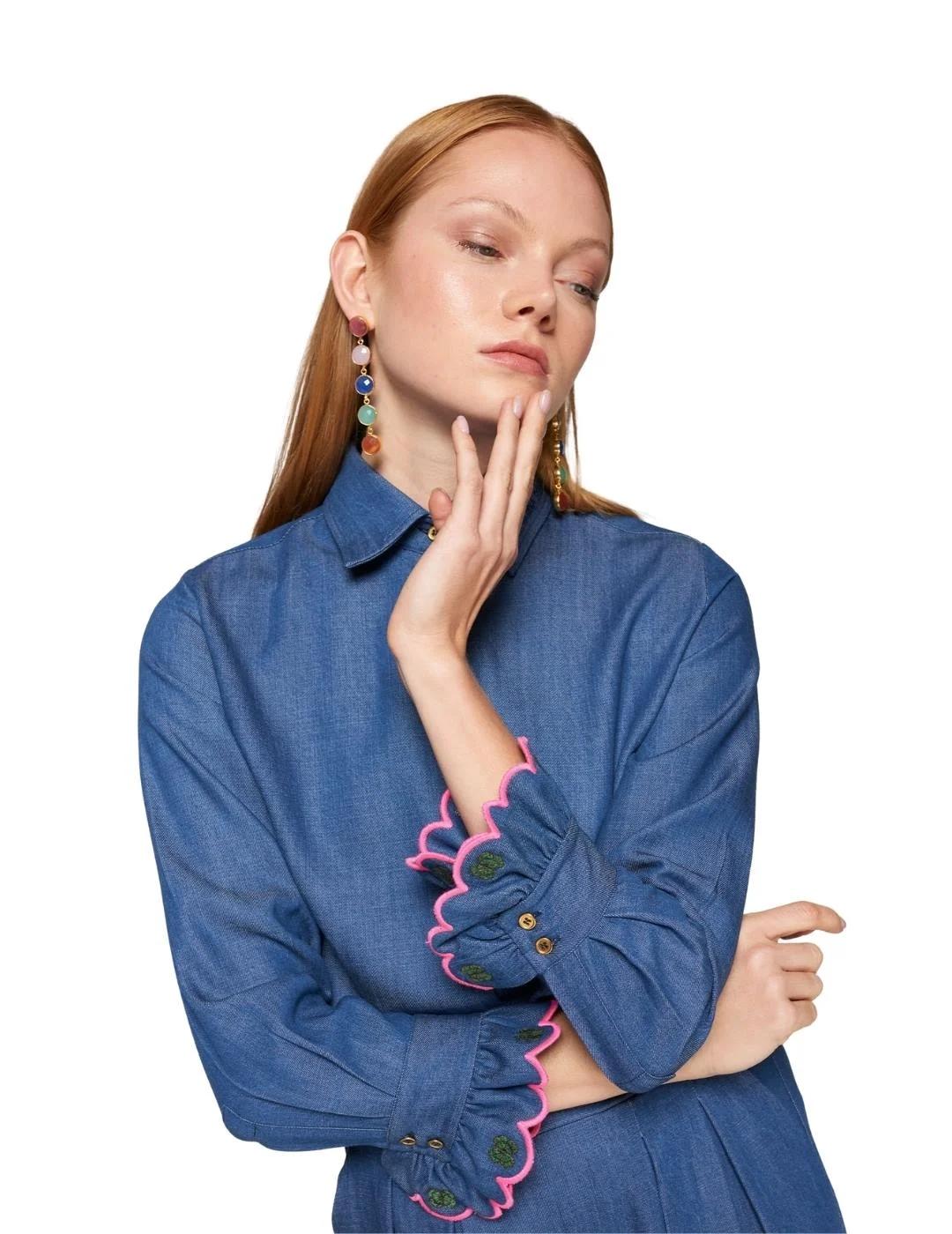 Vilagallo Camisa Alba Emb Denim Tencel