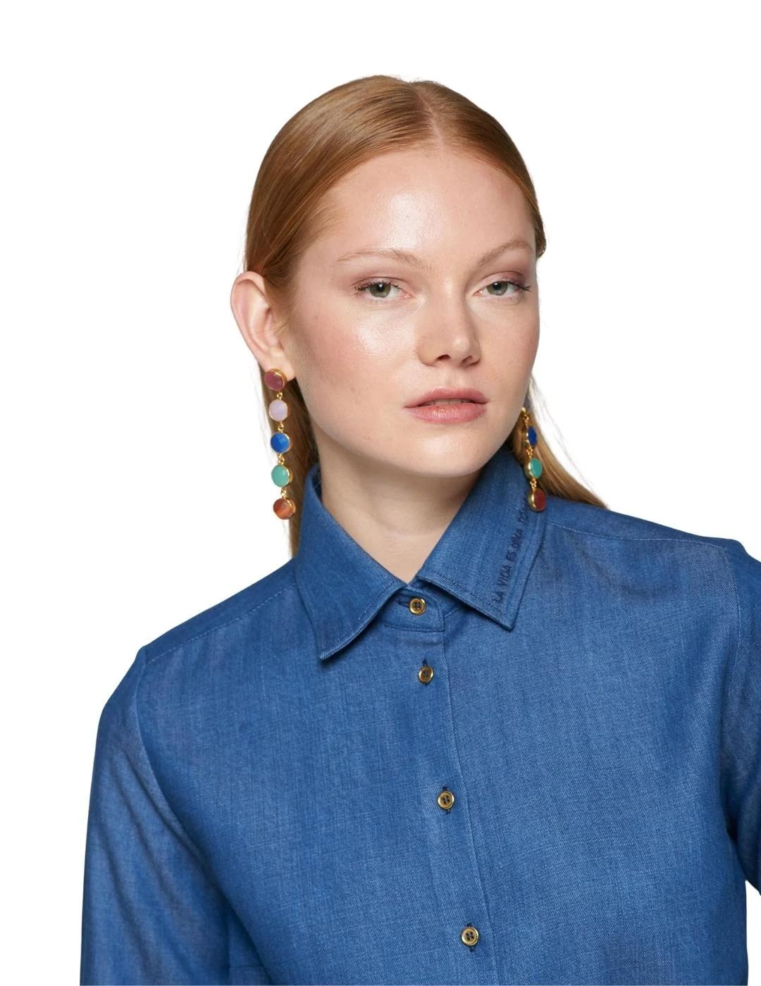 Vilagallo Camisa Alba Emb Denim Tencel