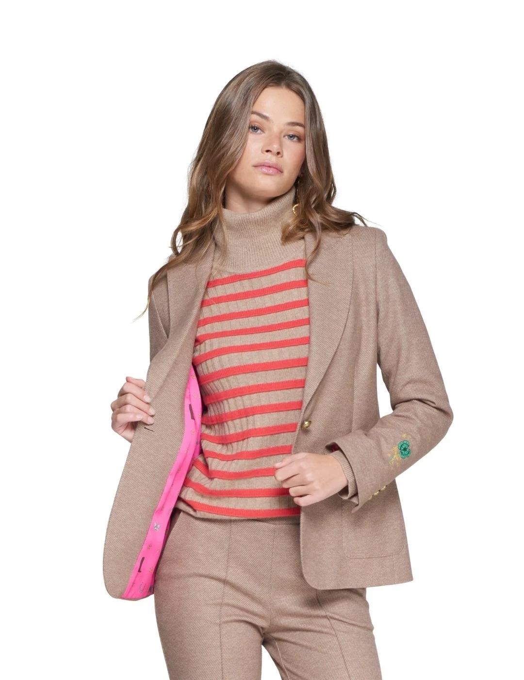 Vilagallo Chaqueta Hillary Emb Punto Diagonal Beig