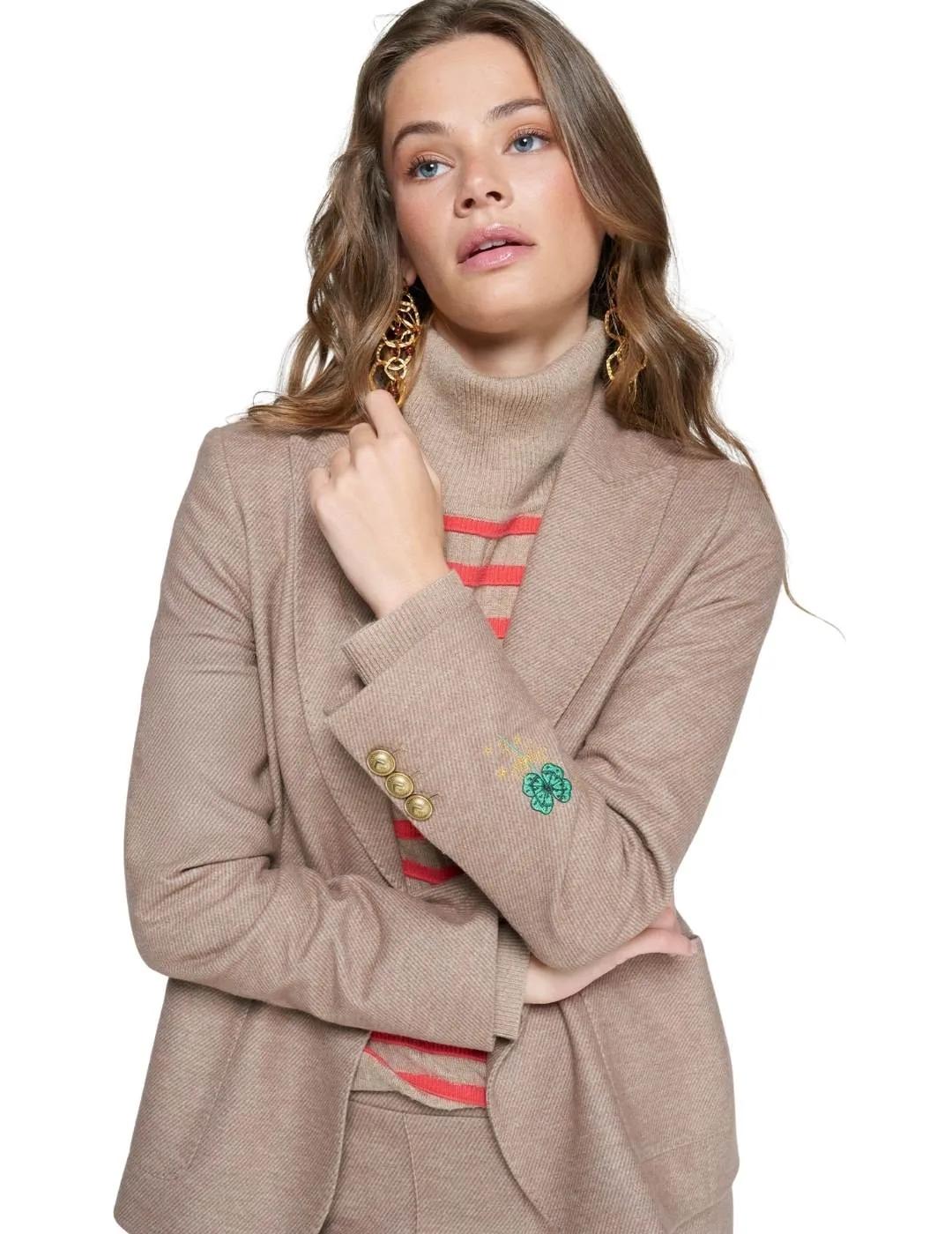 Vilagallo Chaqueta Hillary Emb Punto Diagonal Beig