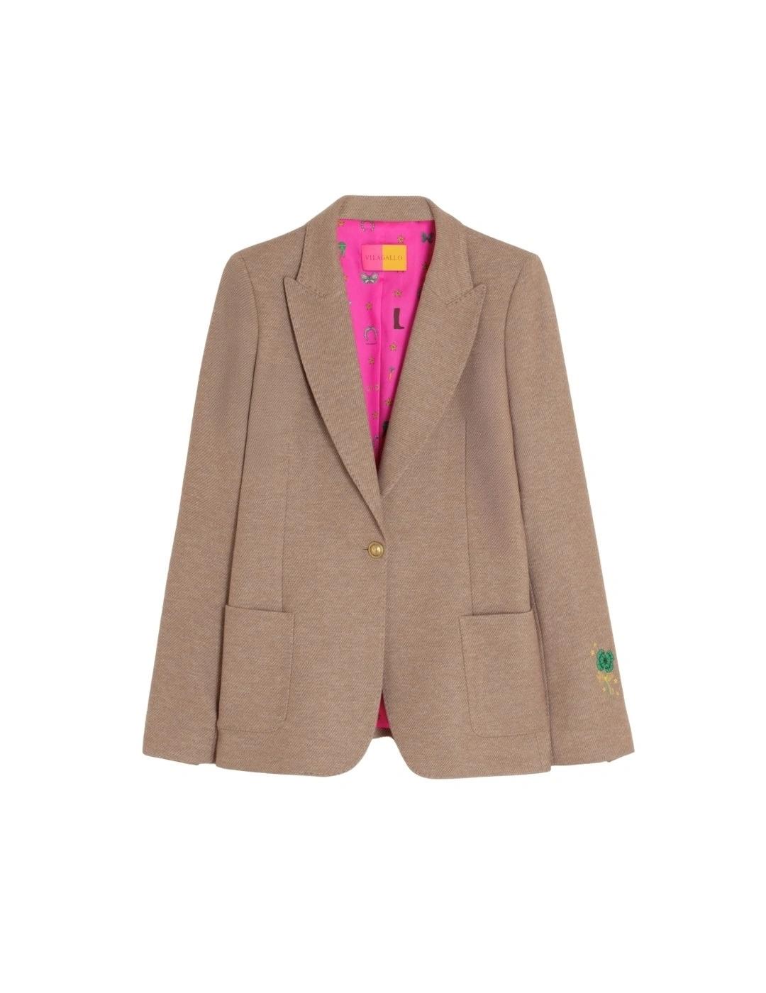 Vilagallo Chaqueta Hillary Emb Punto Diagonal Beig