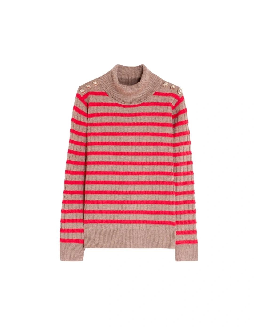 Vilagallo Jersey Cuello vuelto Botones Beige Rojo