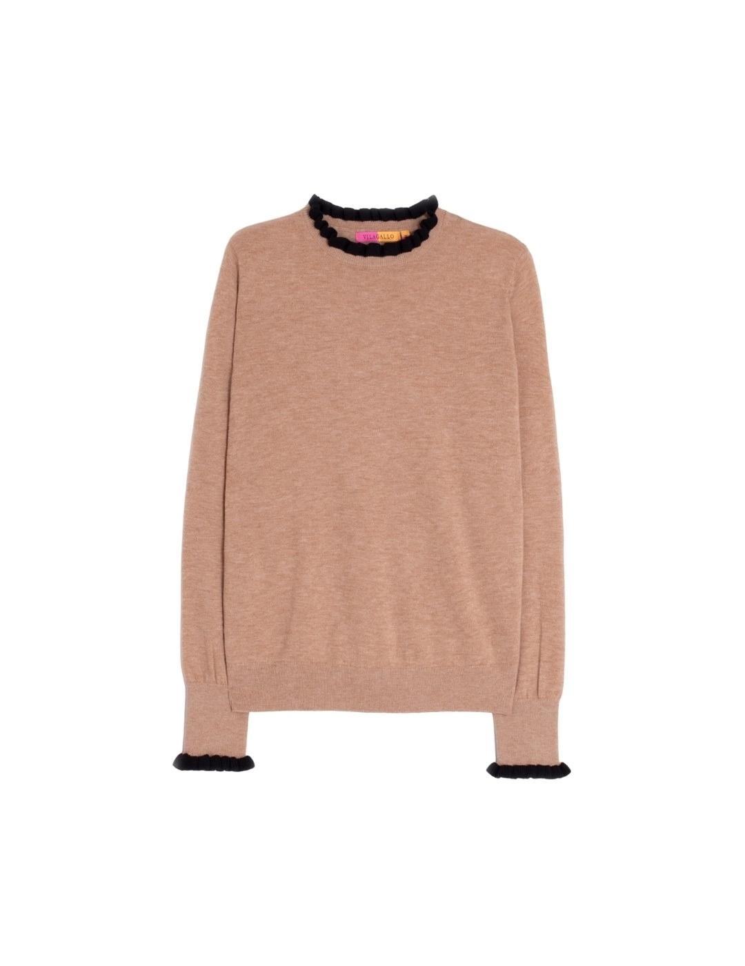 Vilagallo Jersey Volantes Beige y negro