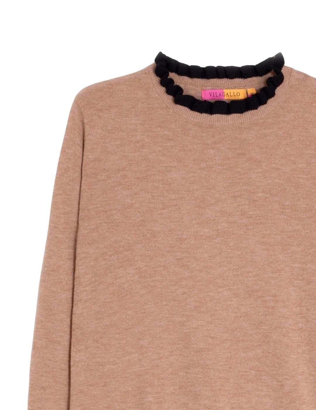 Vilagallo Jersey Volantes Beige y negro