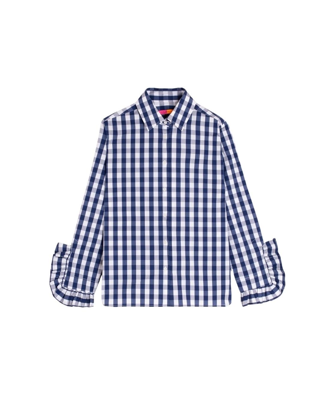 Vilagallo Camisa Volantes XL Vichy Azul marino