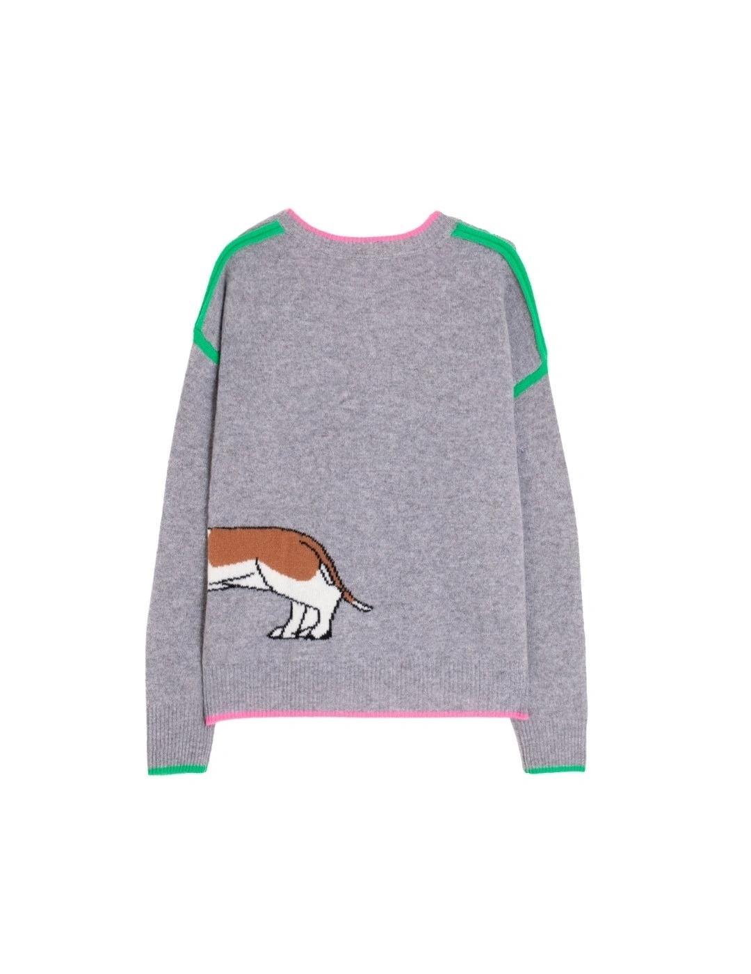 Vilagallo Jersey Intarsia Perro Salchicha Gris