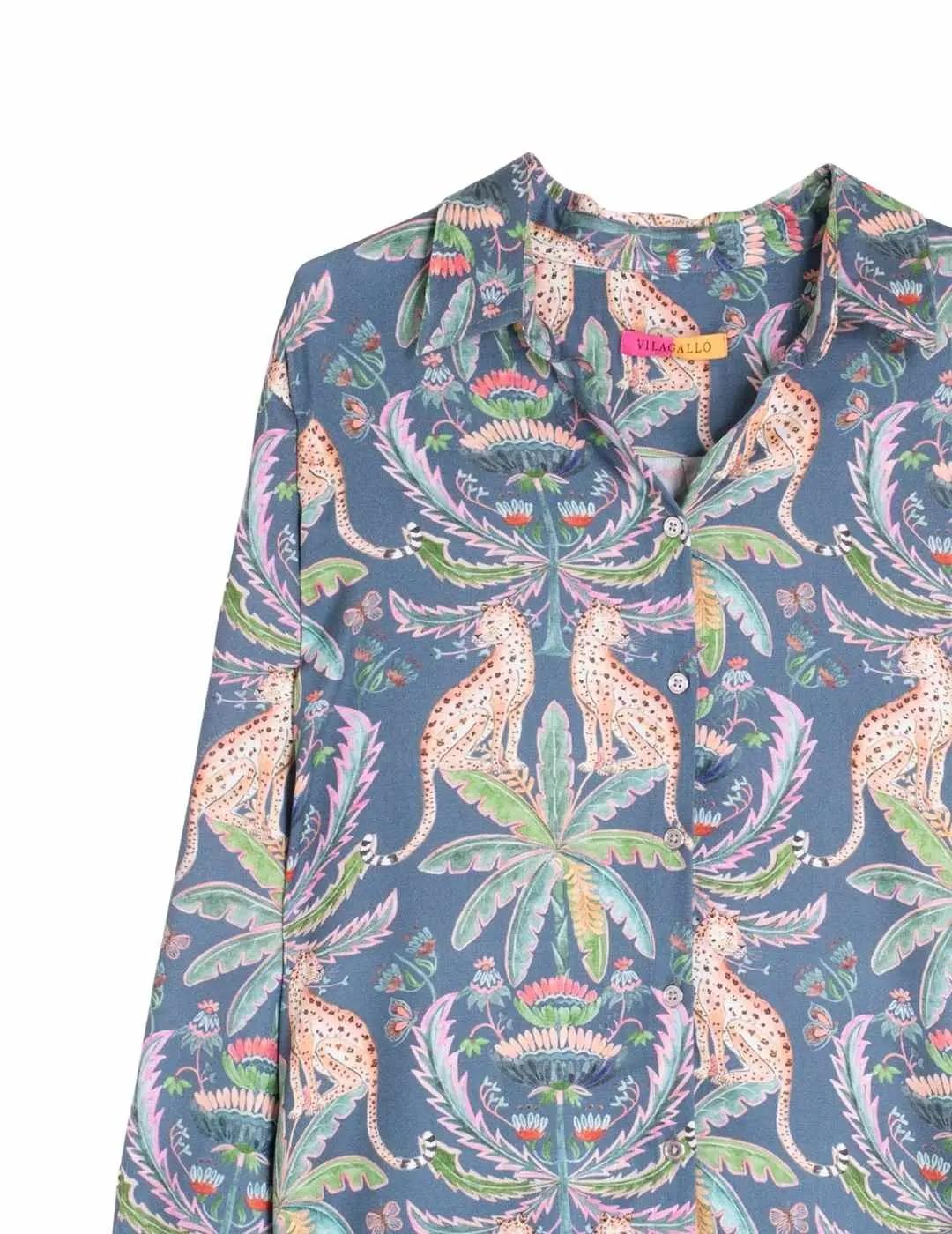 Vilagallo Camisa Gaby Leopardos y palmeras