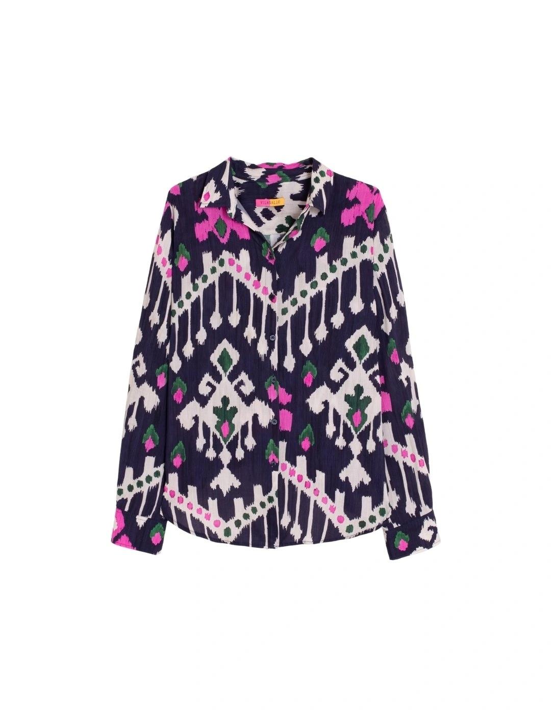 Vilagallo Camisa Gaby Ikat Azul marino Rosa