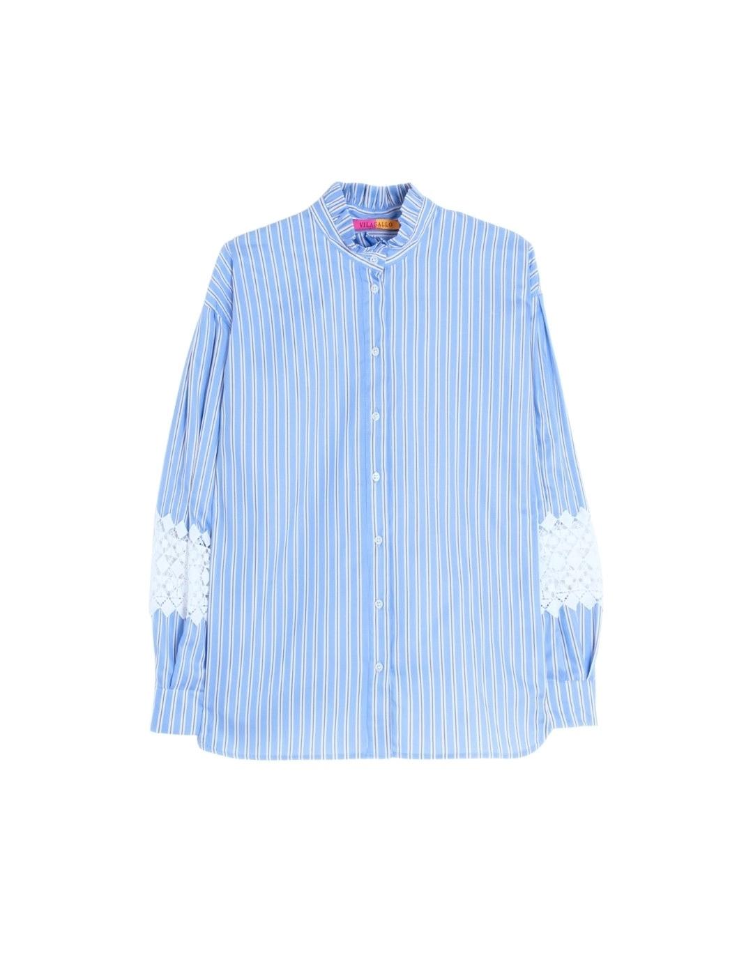 Vilagallo Camisa Natalie Rayas Azul Perfil Mar