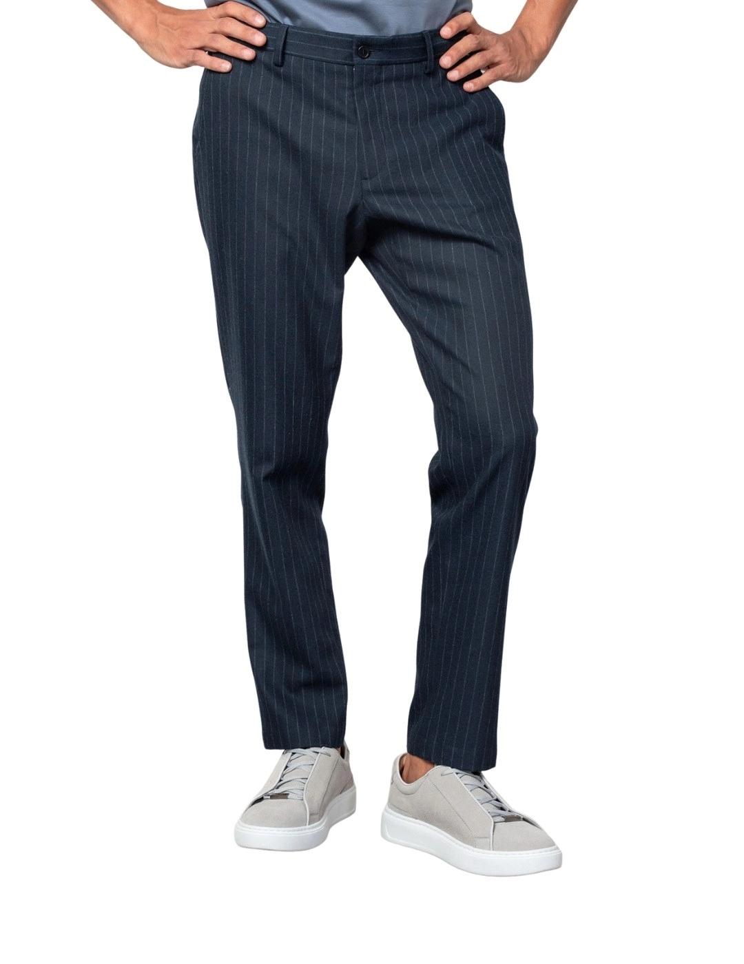 Etiem Pantalón Sport con cordón y trabillas Marino