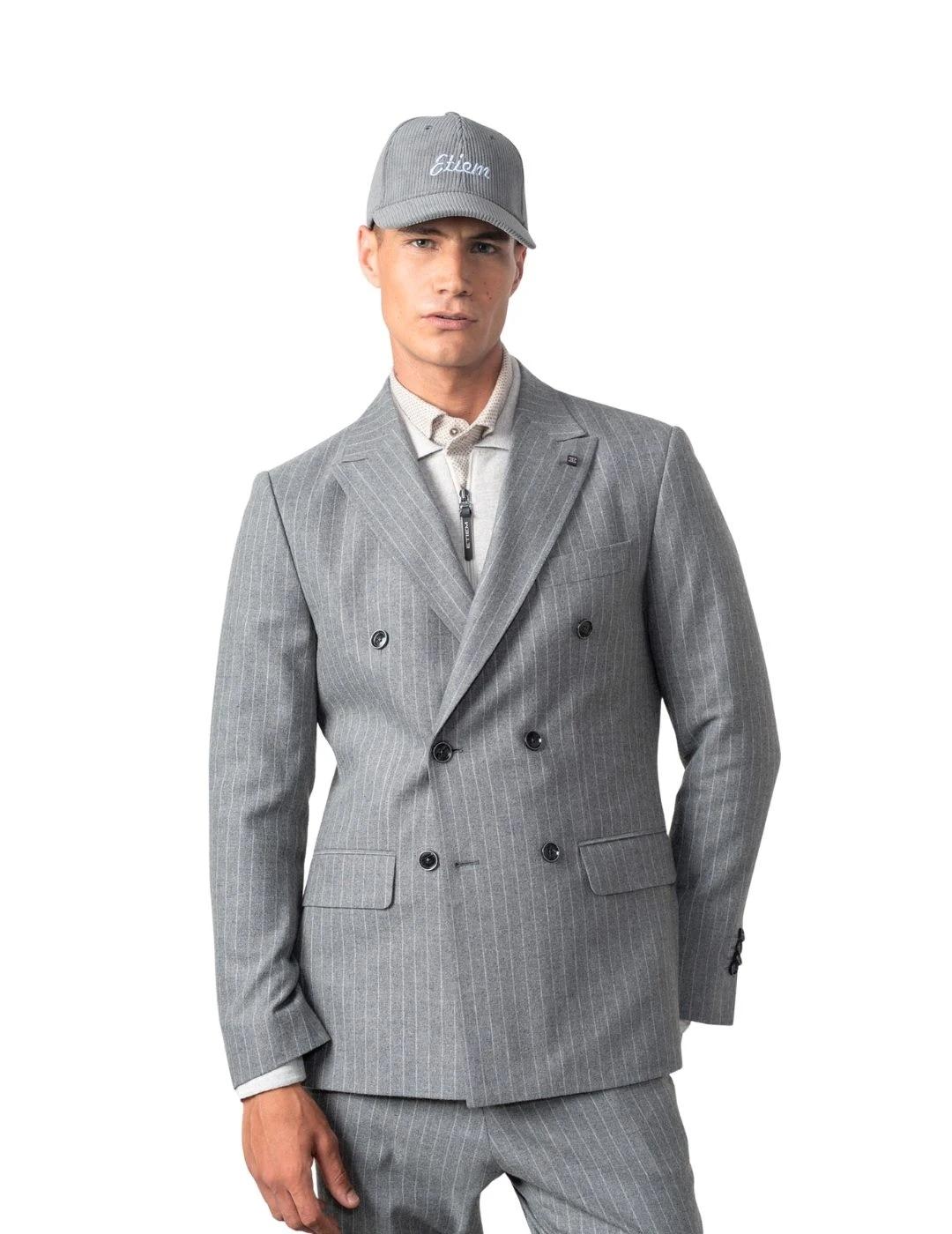 Etiem Americana cruzada Slim fit Gris raya diplom.