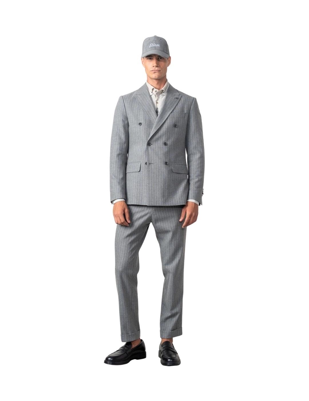 Etiem Americana cruzada Slim fit Gris raya diplom.