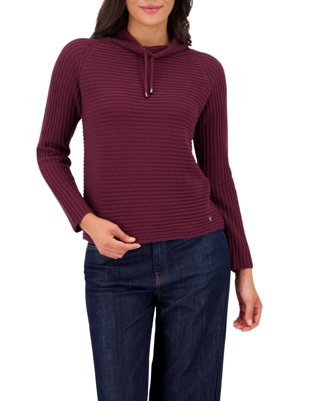 Monari Jersey con cuello y cordones Granate