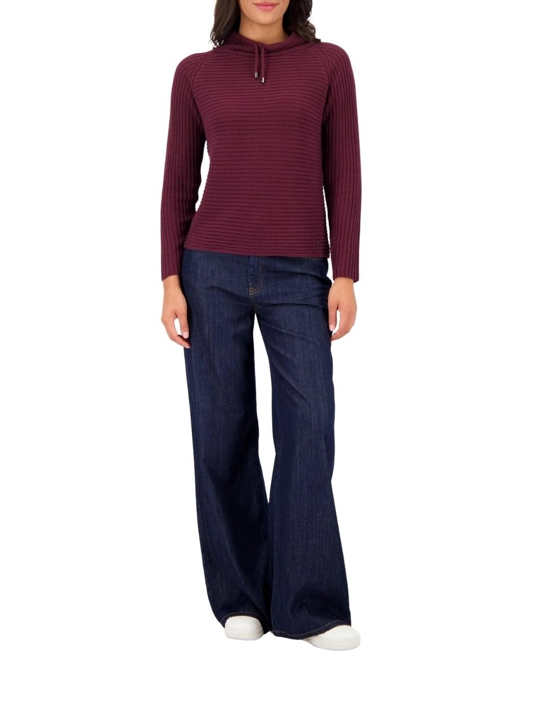 Monari Jersey con cuello y cordones Granate