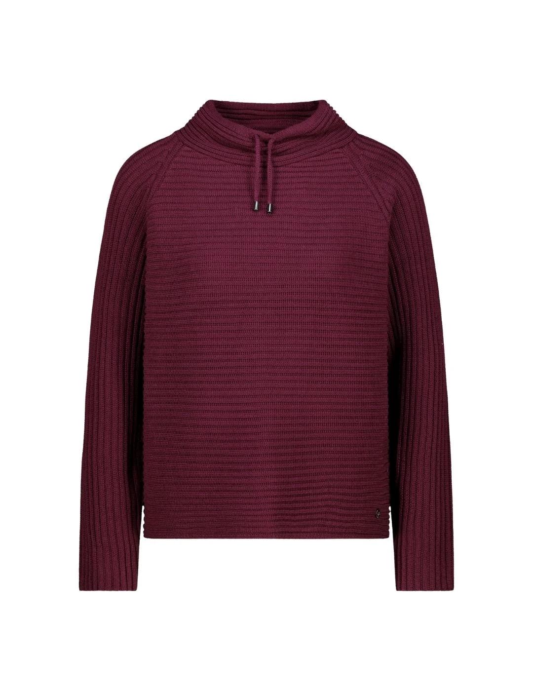 Monari Jersey con cuello y cordones Granate