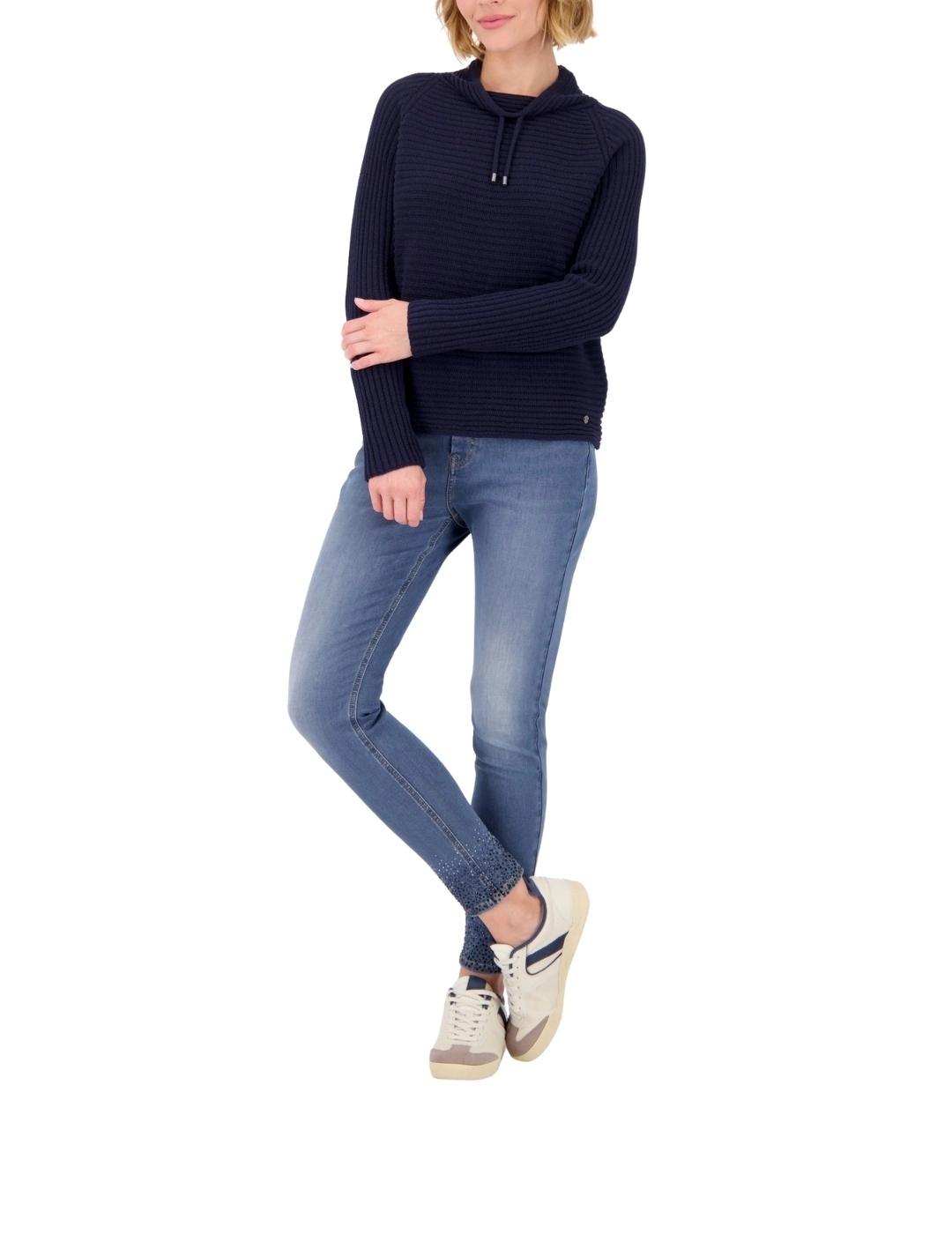 Monari Jersey con cuello y cordones Azul marino