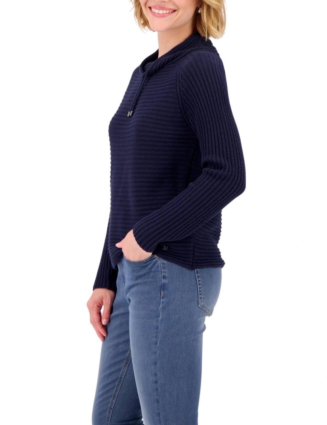 Monari Jersey con cuello y cordones Azul marino