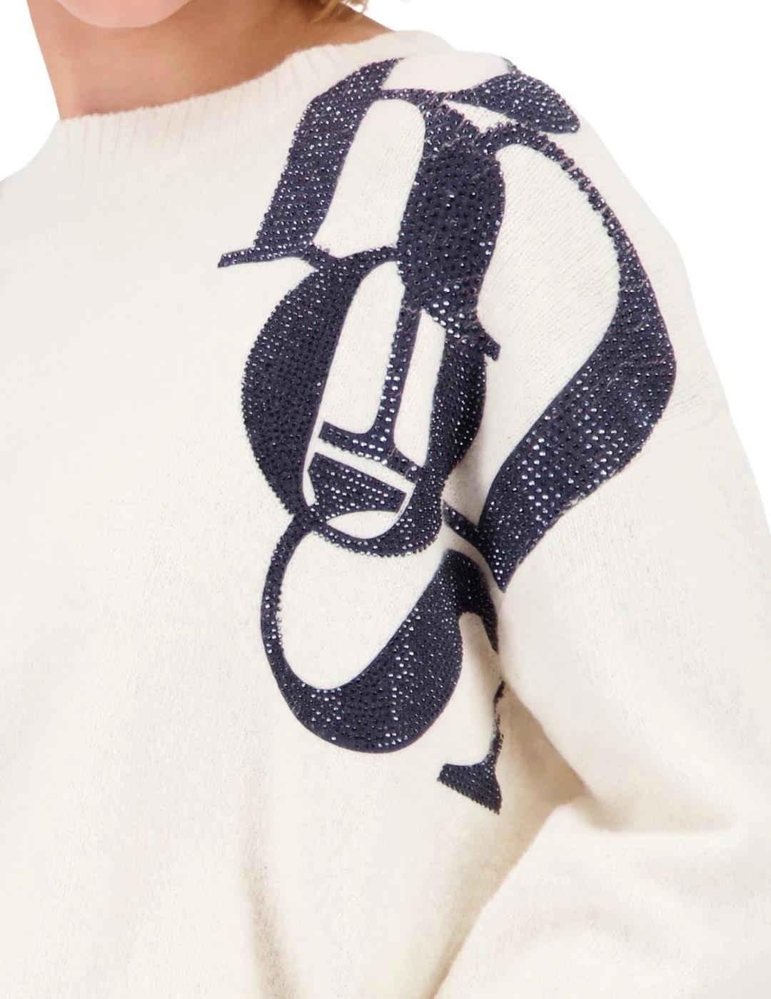 Monari Jersey Blanco detalles azules con brillos