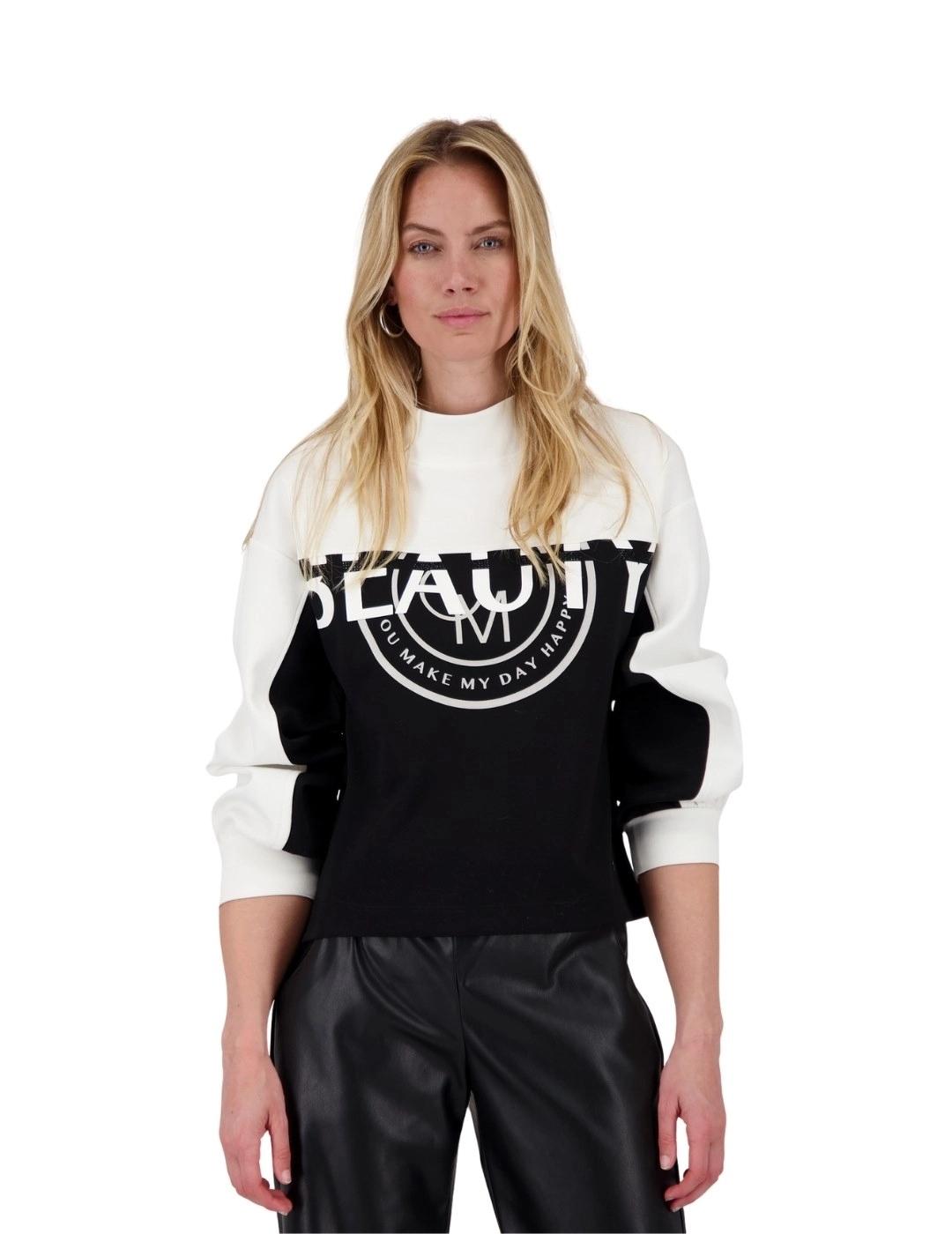 Monari Sudadera sin capucha Blanco y negro