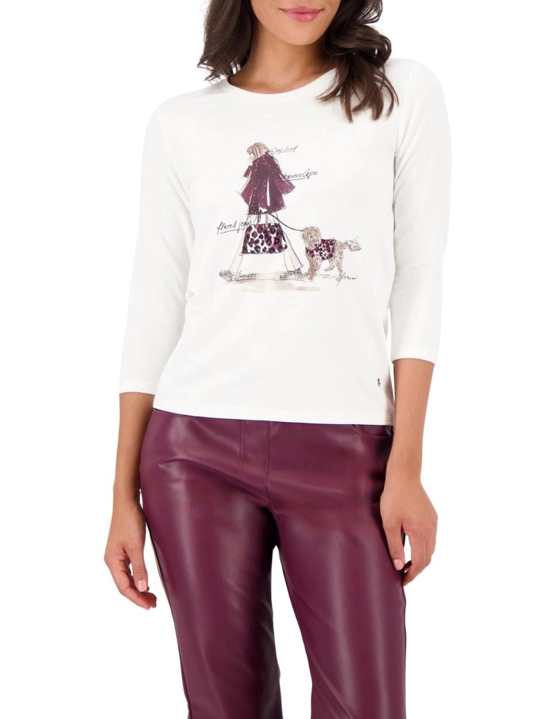 Monari Camiseta Blanca con dibujo perro