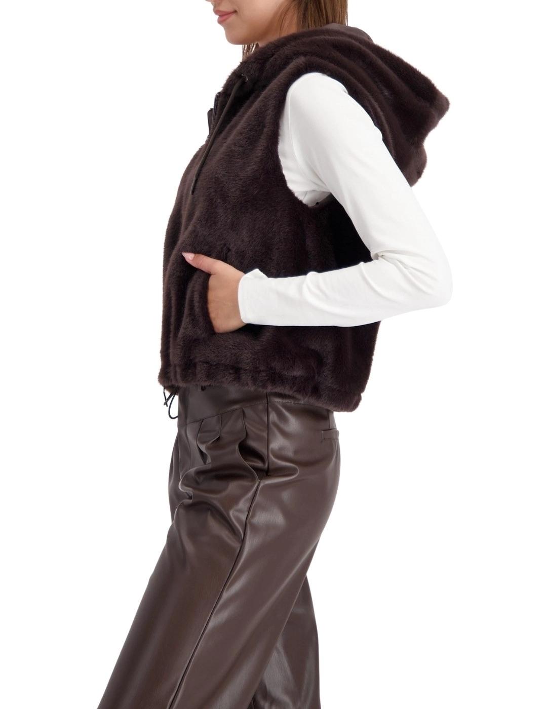 Monari Chaleco de pelo Marrón oscuro