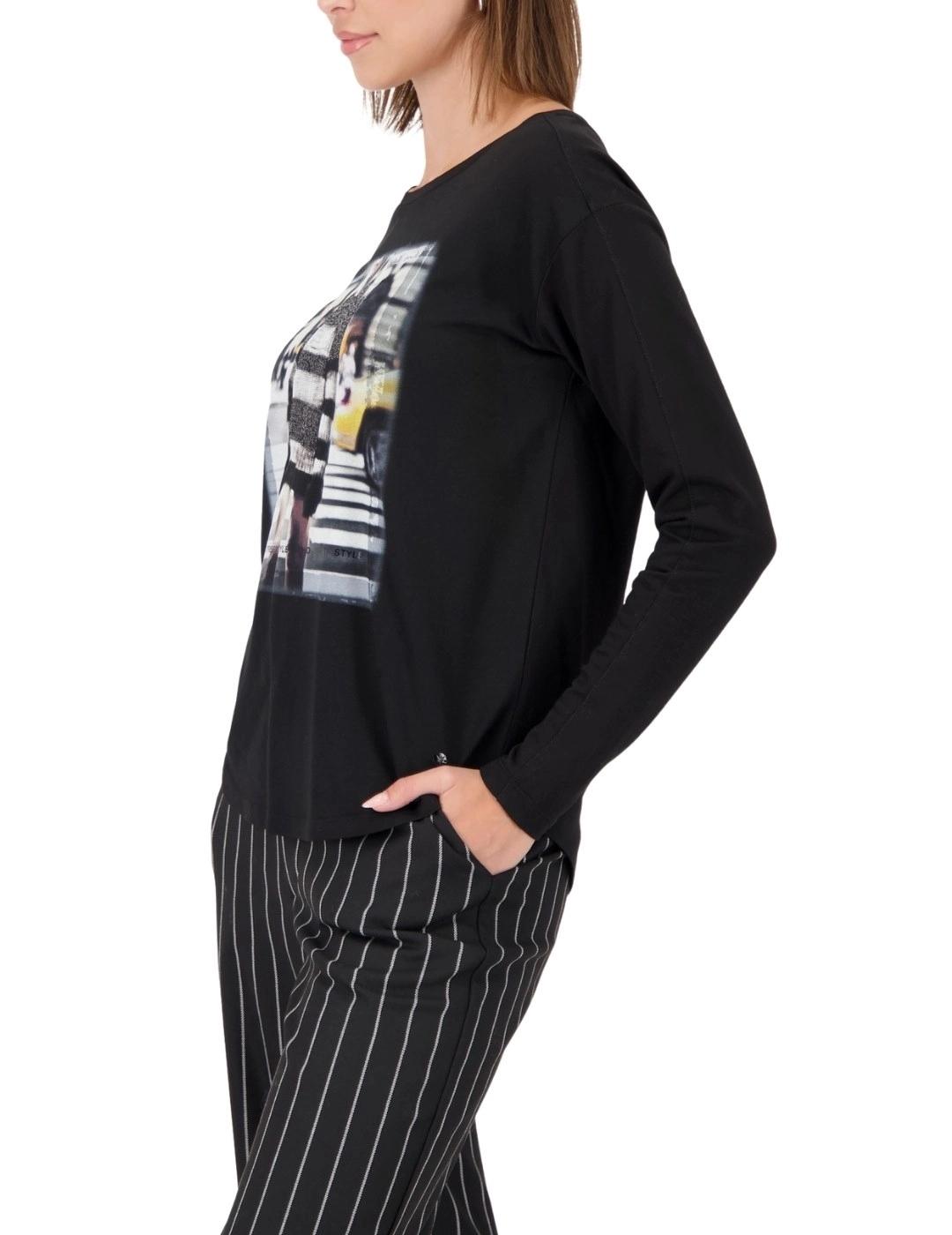 Monari Camiseta Negra estampado frontal