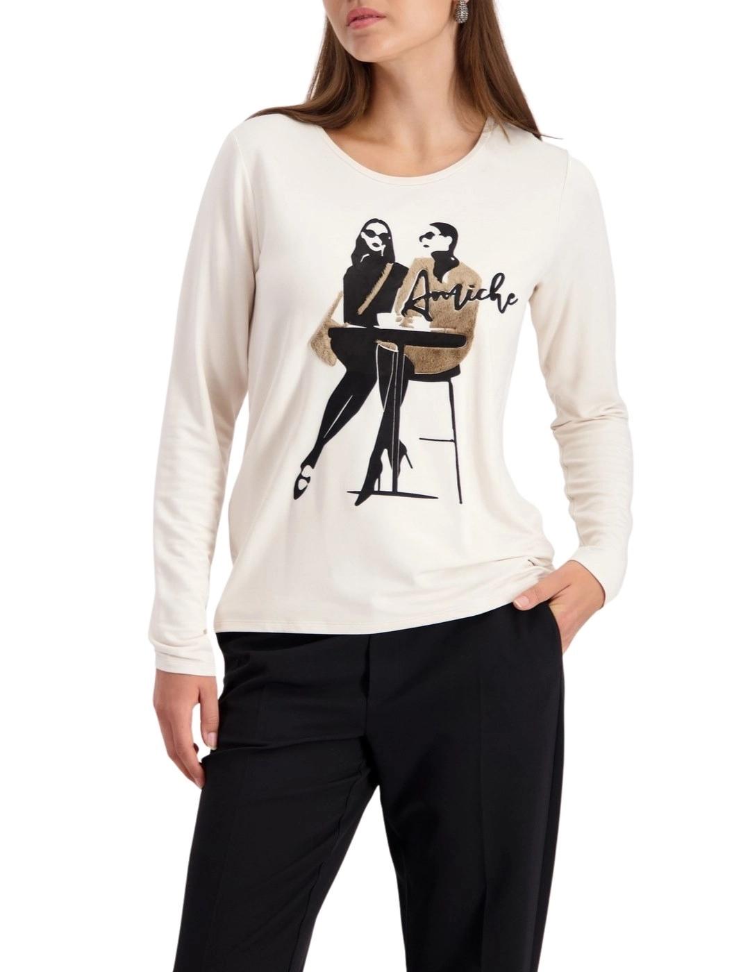 Monari Camiseta Blanca con dibujo