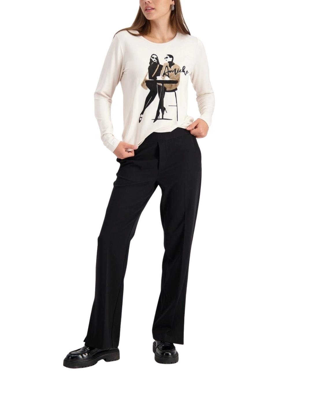 Monari Camiseta Blanca con dibujo