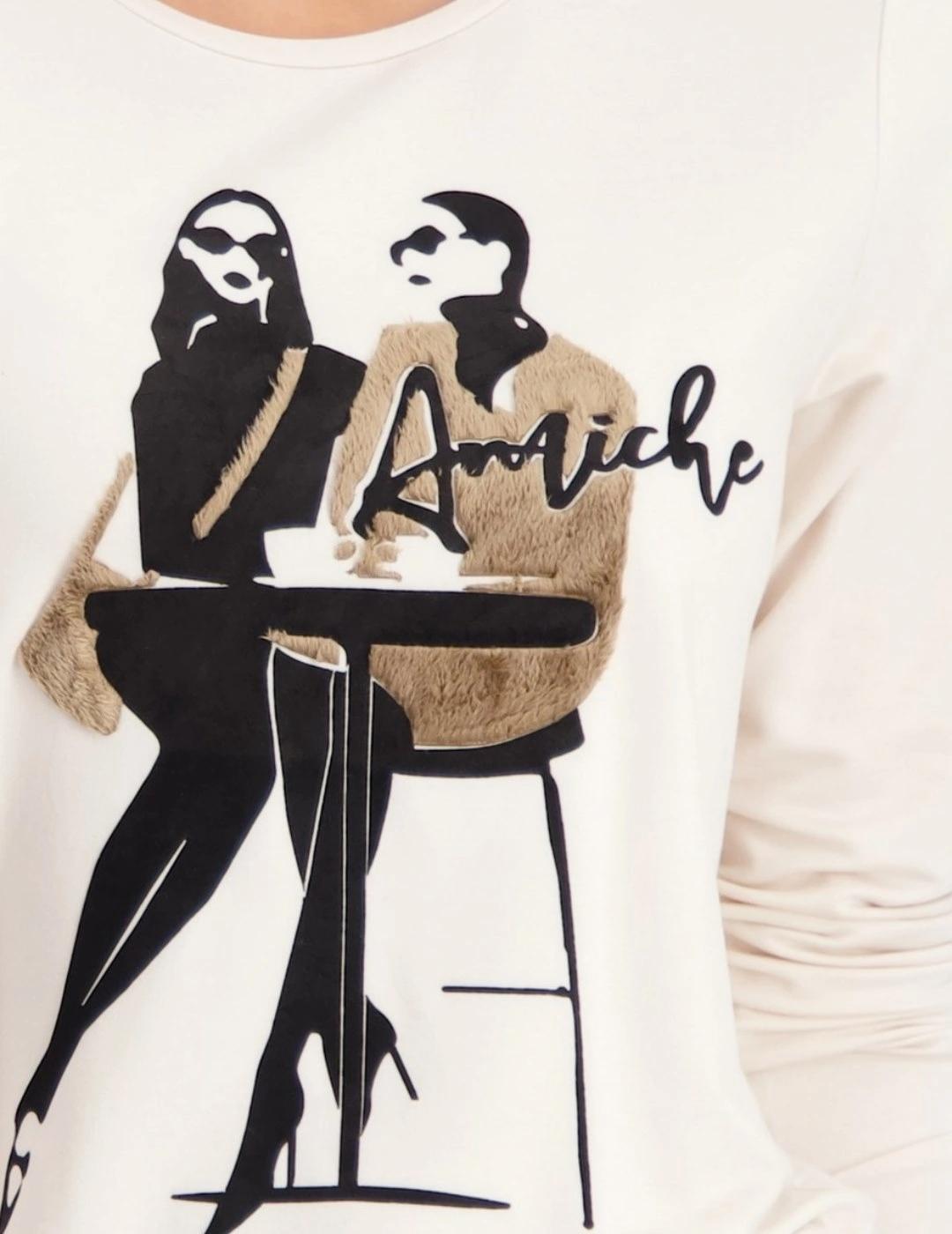 Monari Camiseta Blanca con dibujo