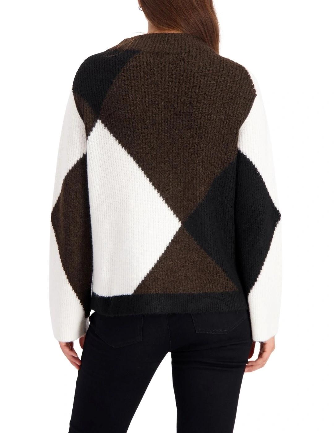 Monari Jersey tricolor Blanco, marrón y negro