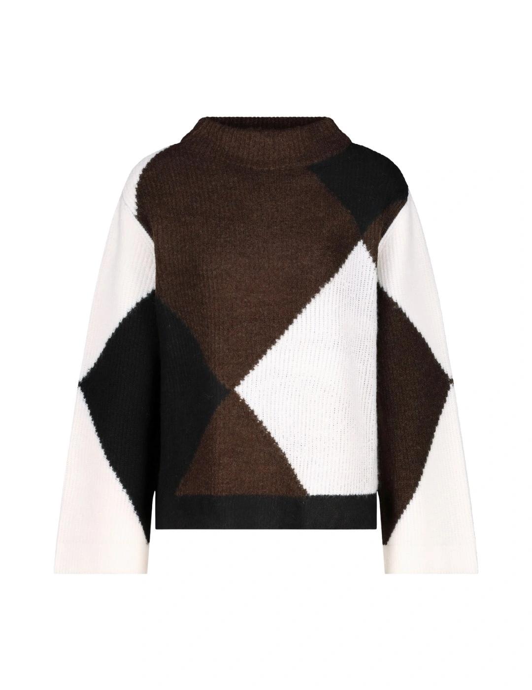 Monari Jersey tricolor Blanco, marrón y negro