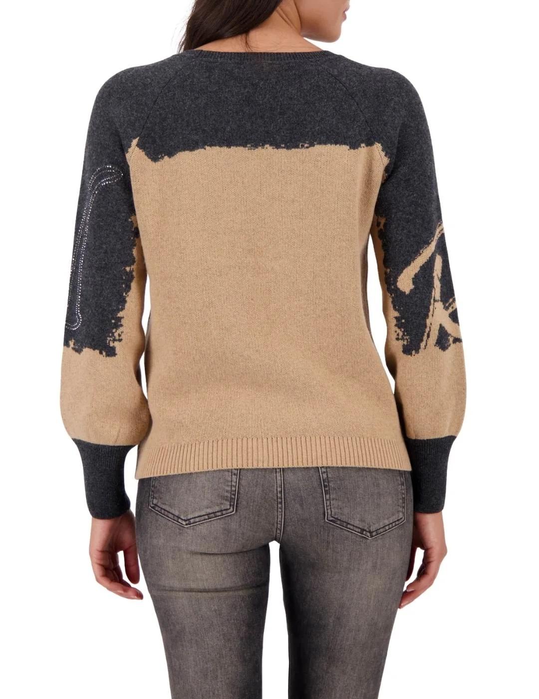 Monari Jersey Beige con detalles grises