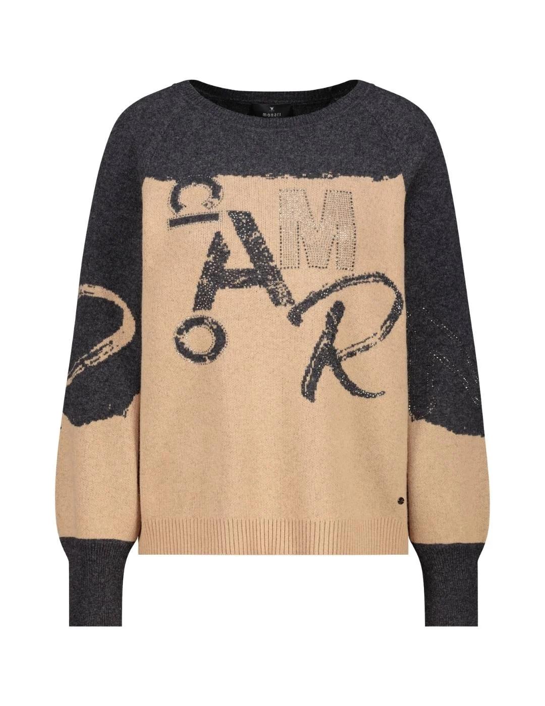 Monari Jersey Beige con detalles grises