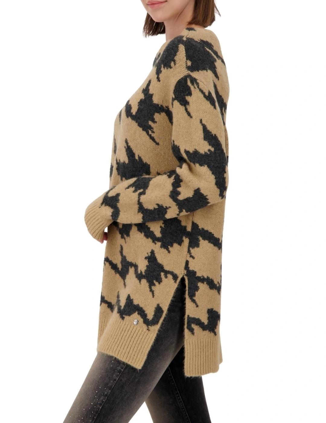 Monari Jersey Beige con patrón negro