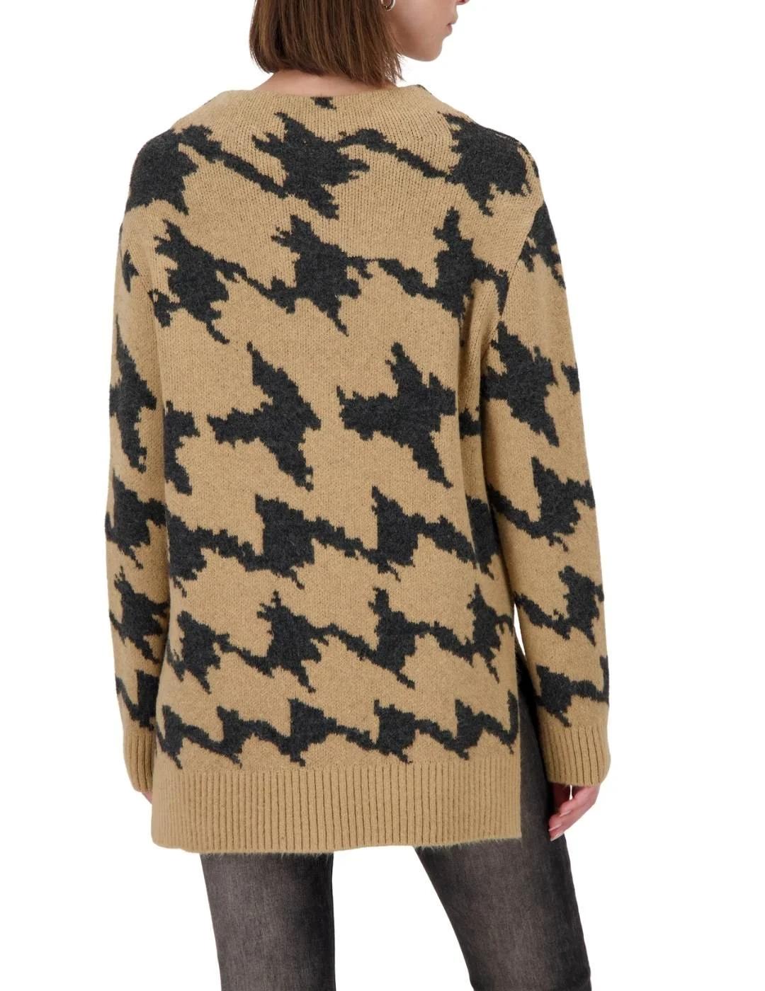 Monari Jersey Beige con patrón negro