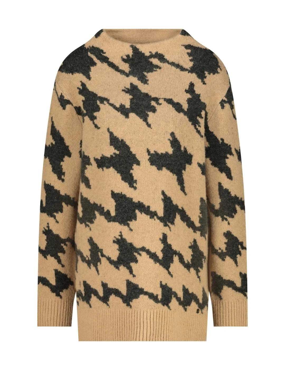 Monari Jersey Beige con patrón negro