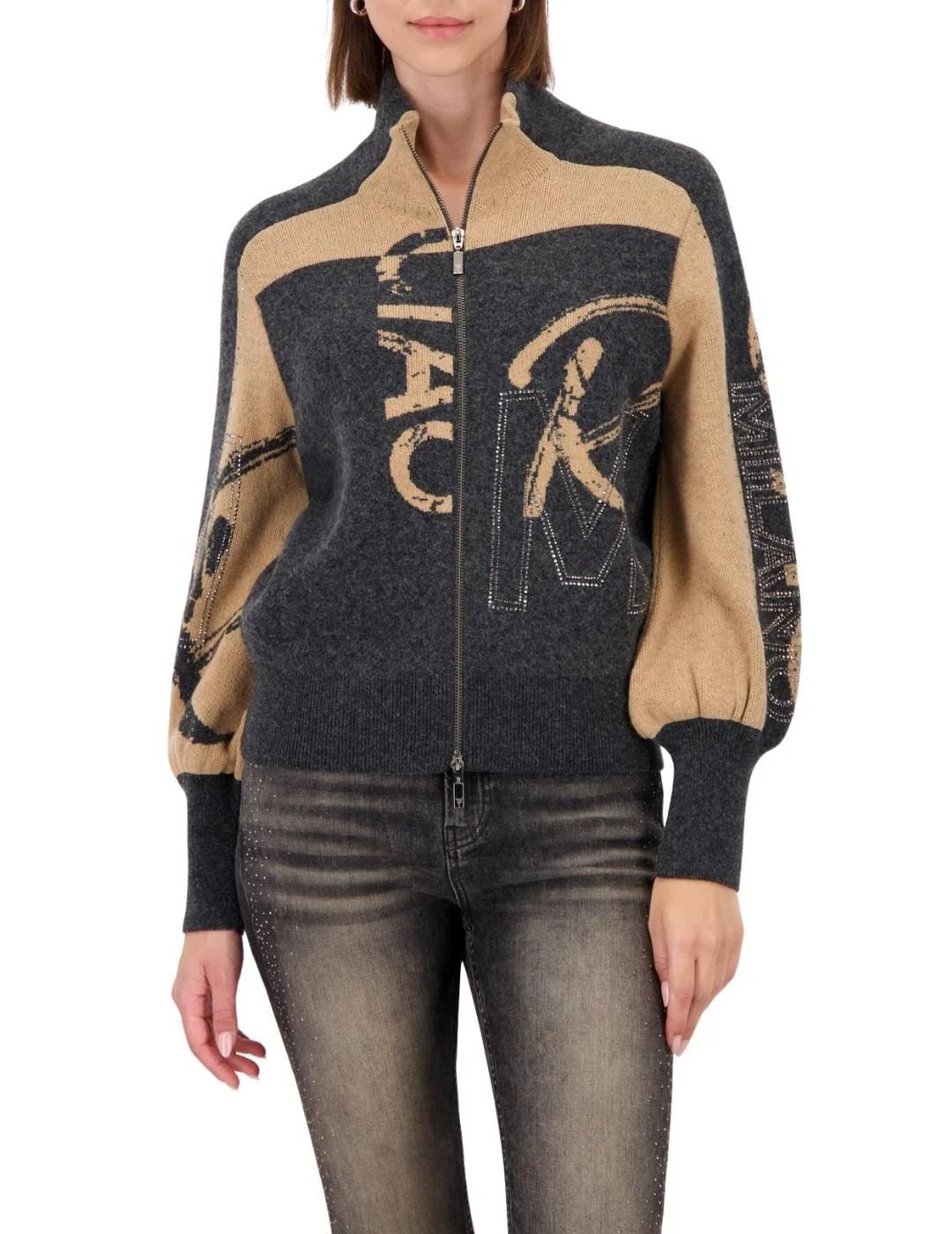 Monari Chaqueta de cuello alto Gris y beige