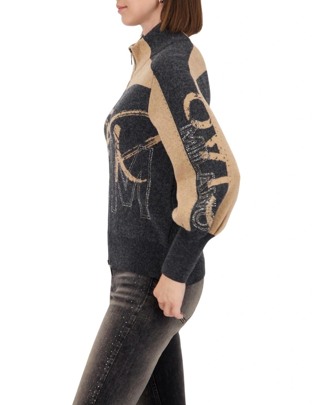 Monari Chaqueta de cuello alto Gris y beige