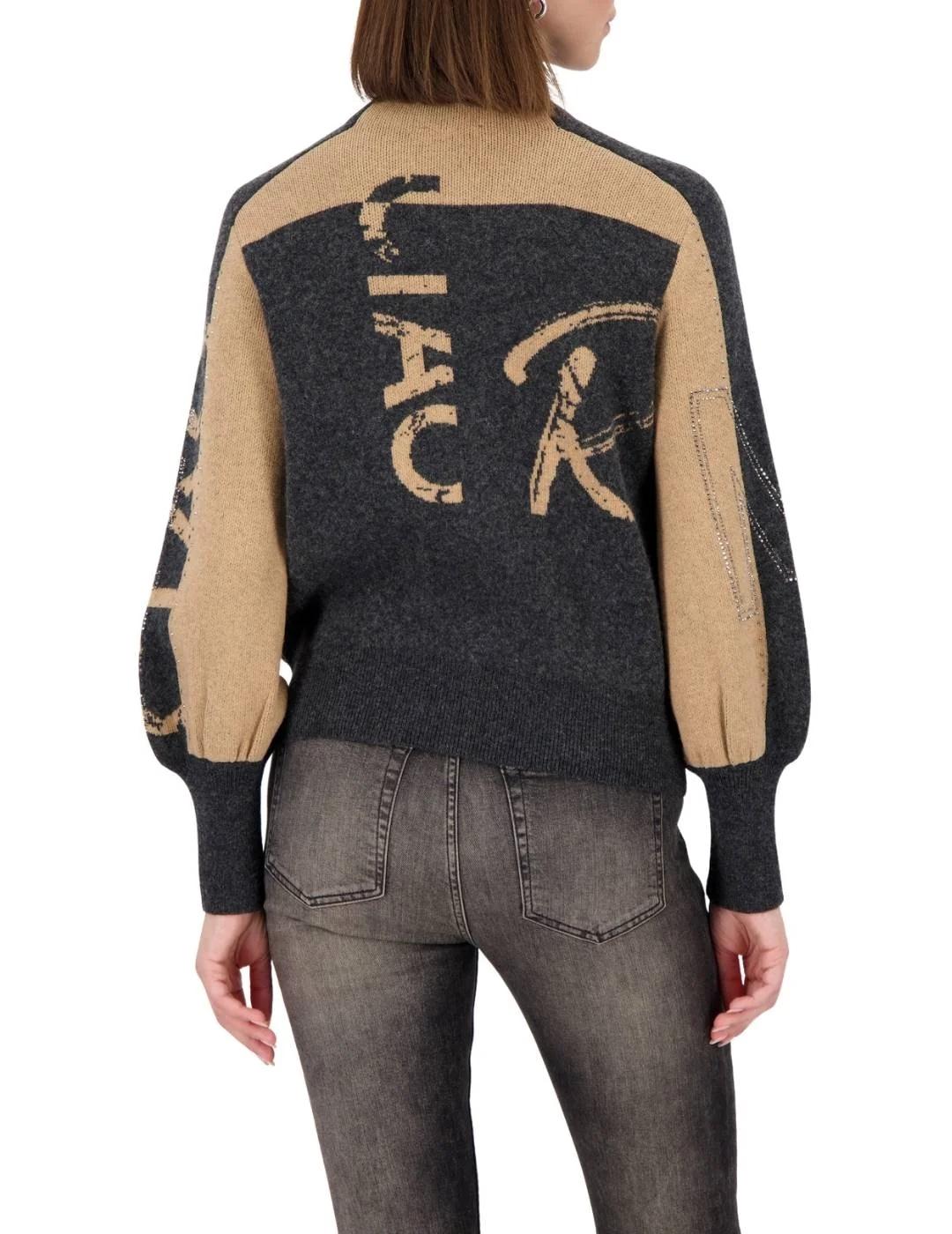 Monari Chaqueta de cuello alto Gris y beige