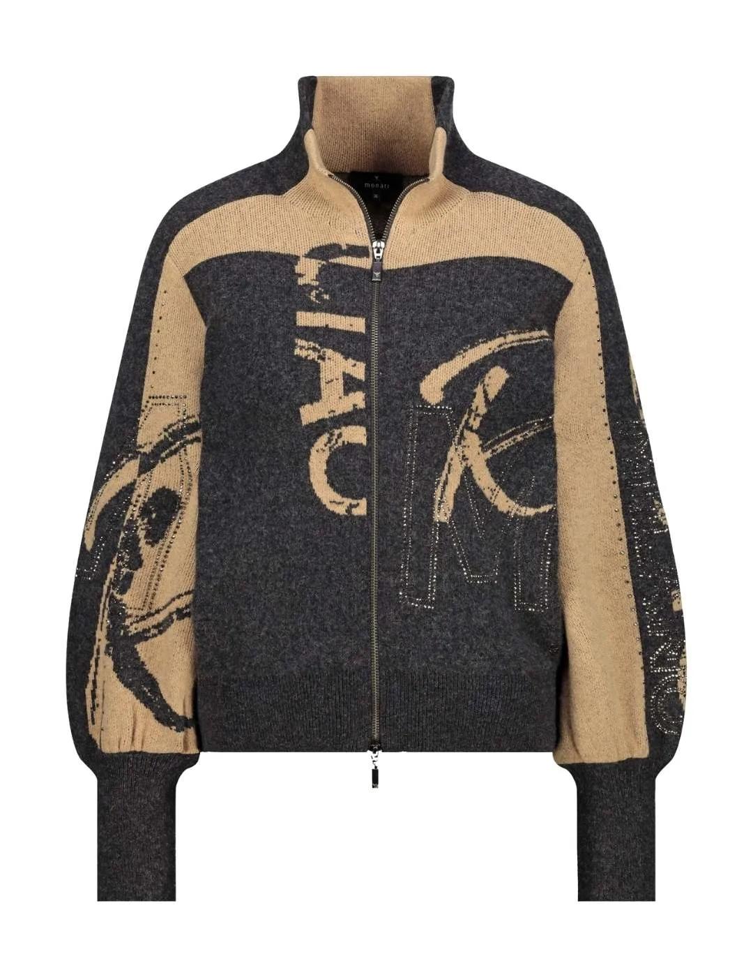 Monari Chaqueta de cuello alto Gris y beige