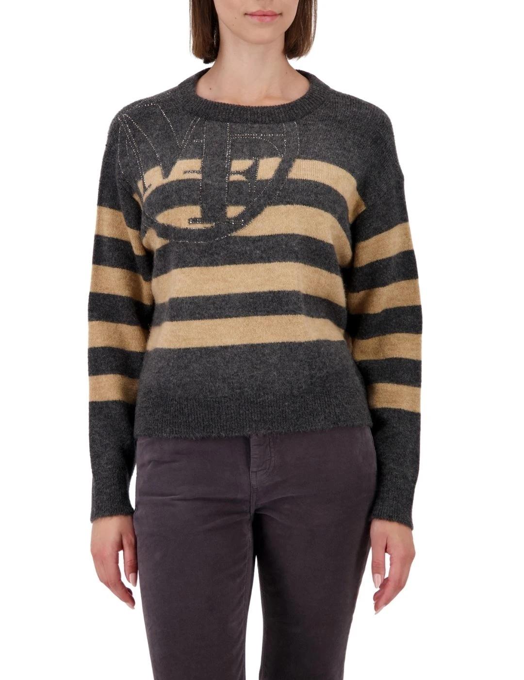 Monari Jersey de rayas Beige y gris