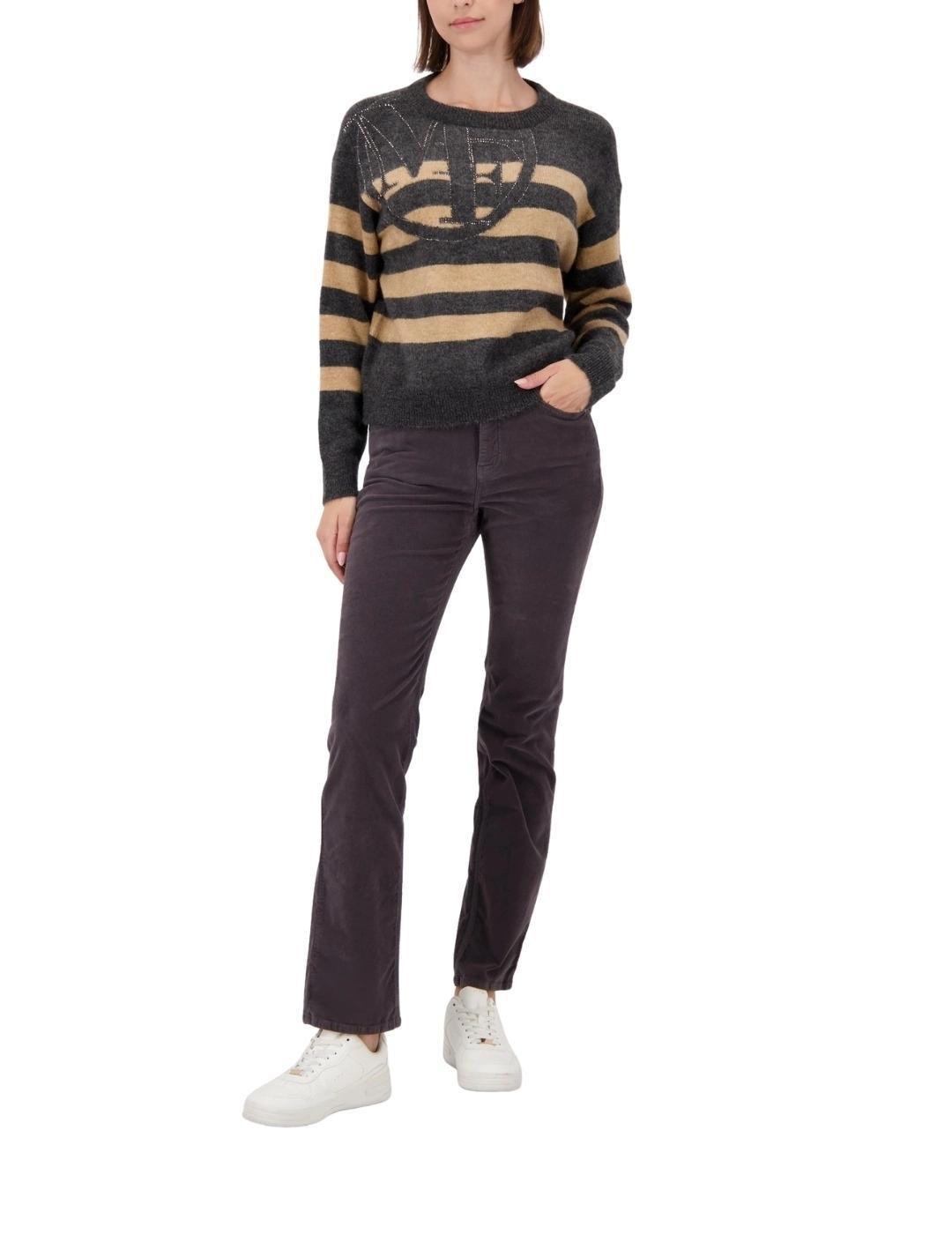 Monari Jersey de rayas Beige y gris