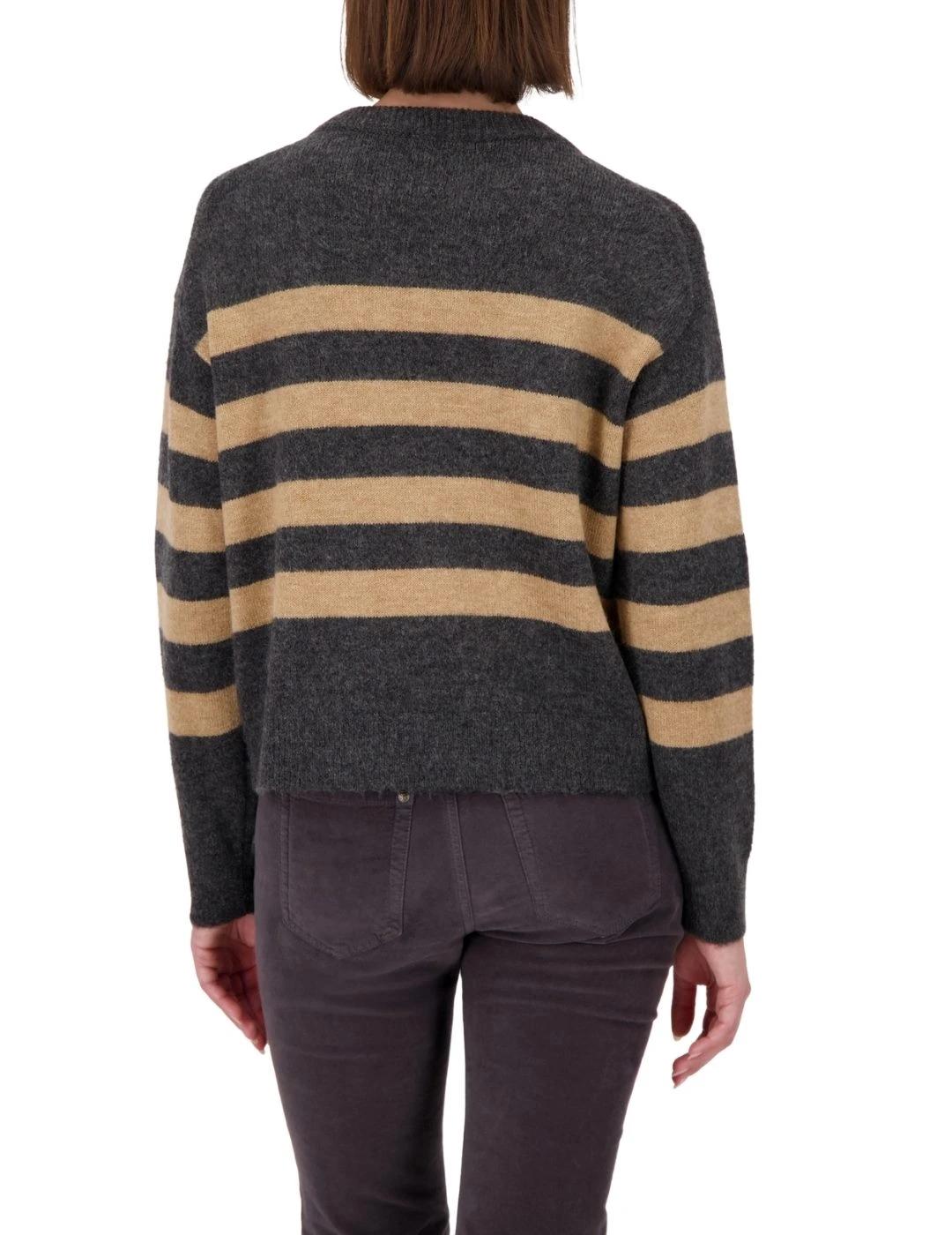 Monari Jersey de rayas Beige y gris