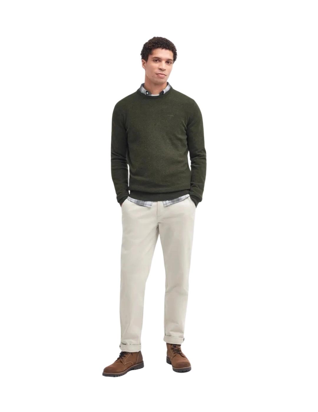 Barbour Jersey Verde cuello redondo