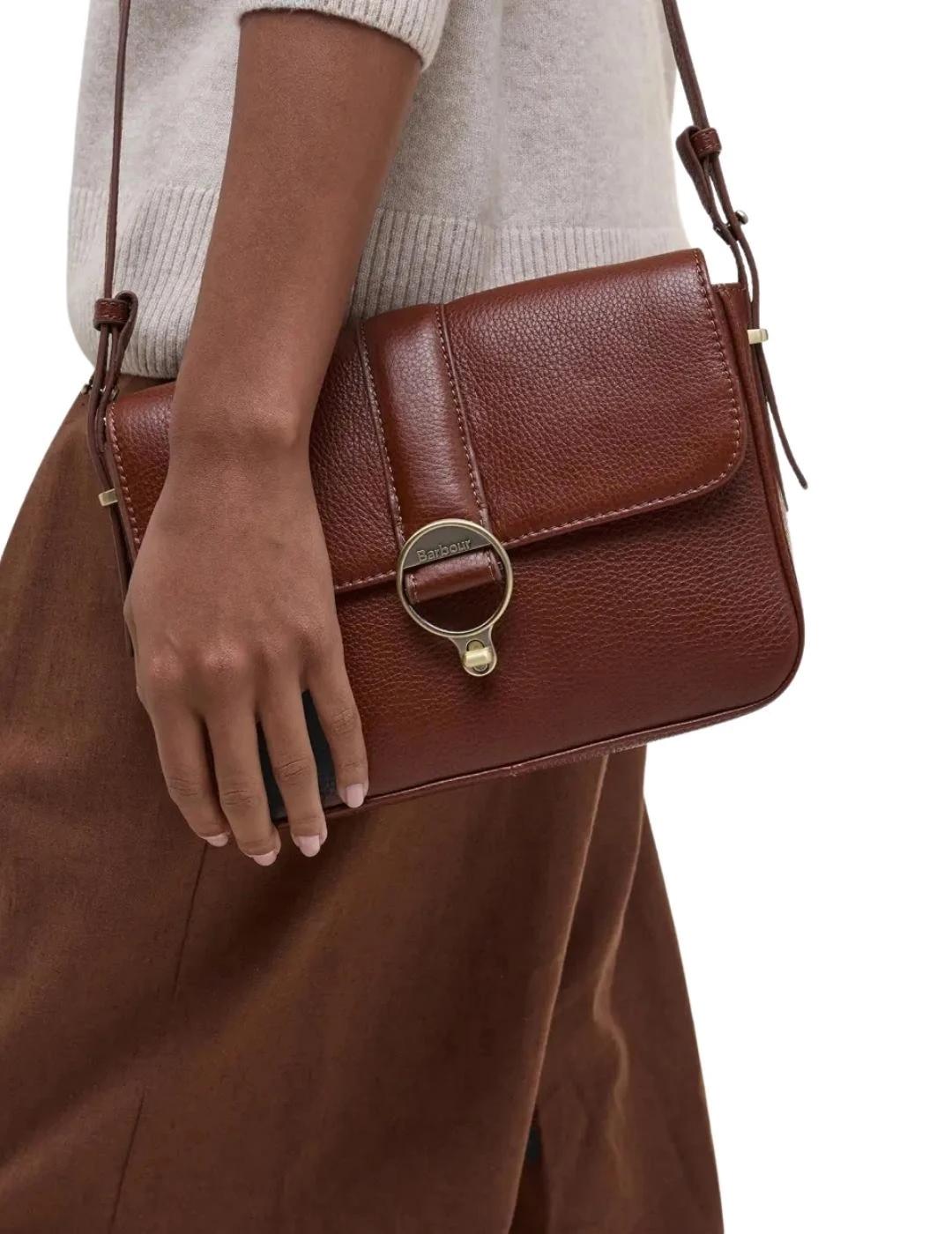 Barbour Bolso Bandolera Rosa Leather Marrón