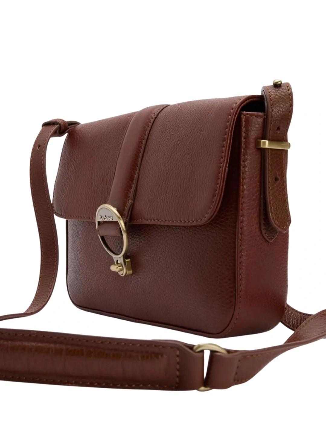 Barbour Bolso Bandolera Rosa Leather Marrón